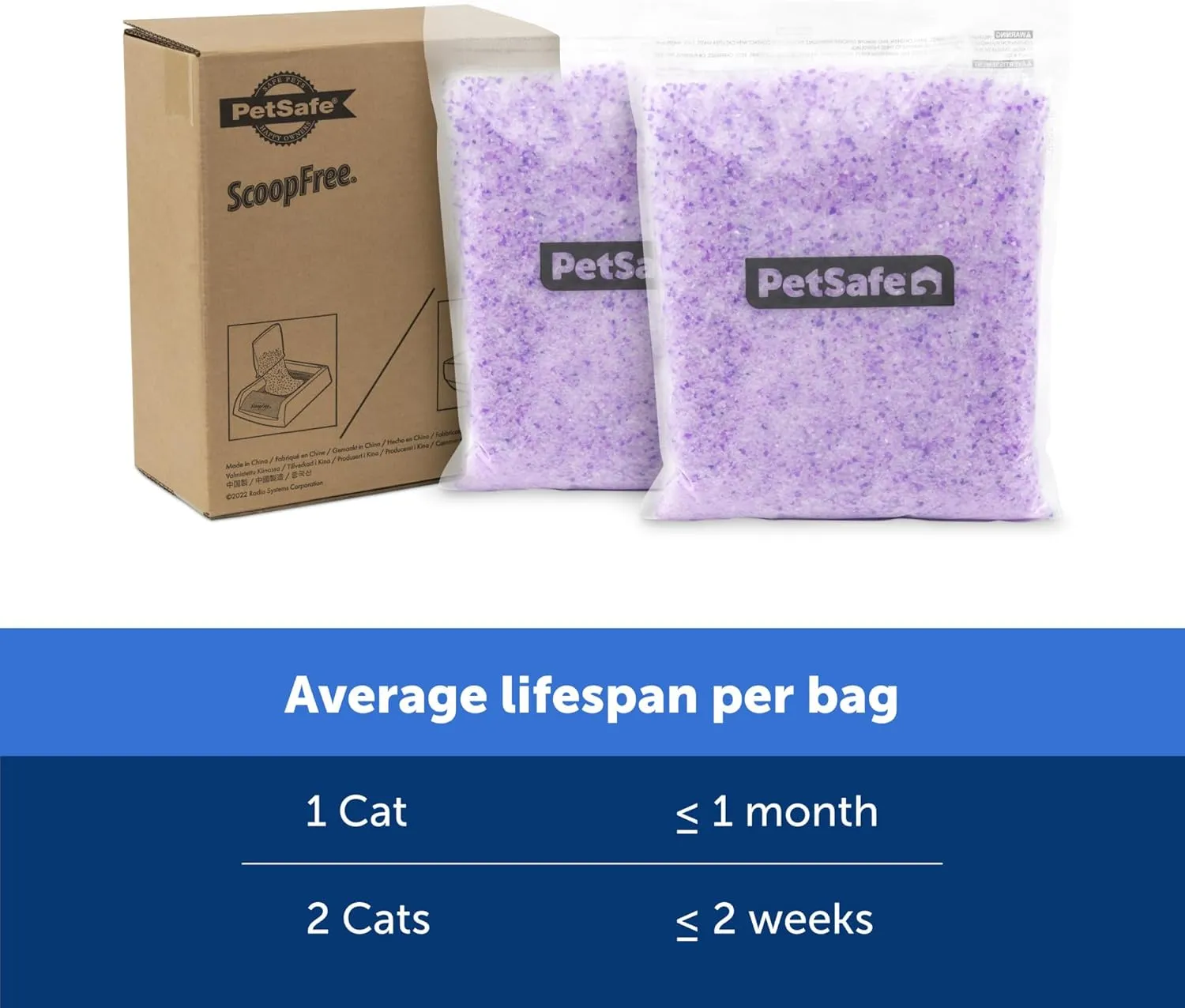 PetSafe ScoopFree Premium Crystal Cat Litter - Outperforms Clay Litter - Less Tracking, Dust for A Fresh Home - Non-Clumping - Two 4.3 lb Bags of Litter (8.6 lb Total) - Lavender