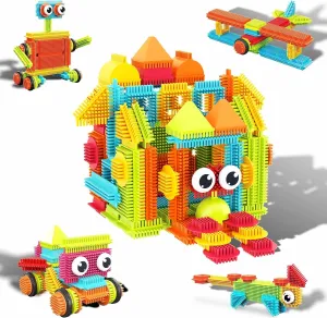 PicassoTiles 120pcs Hedgehog Interlocking Building Blocks Tiles Construction Toy Set Learning Playset STEAM Development Preschool Kindergarten Toy for Kids Age3  PTB120