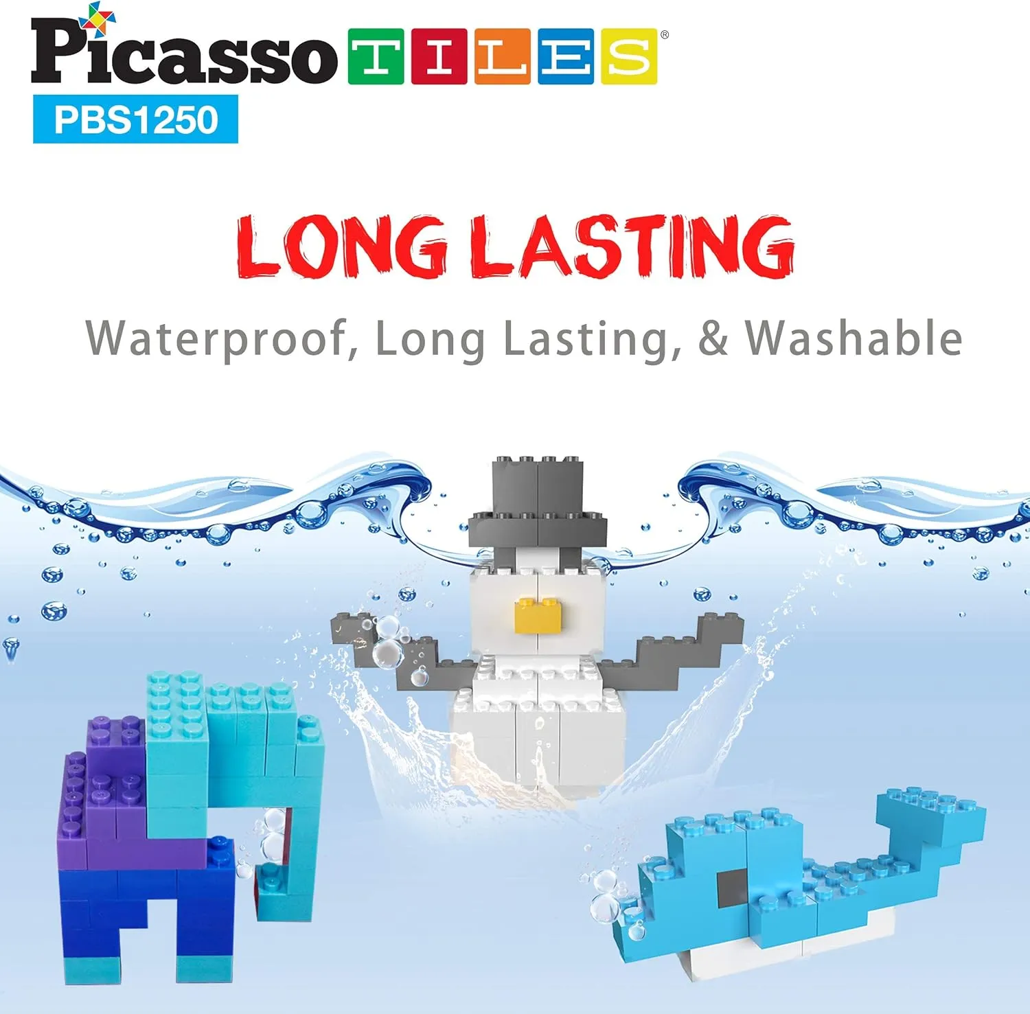 PicassoTiles 1250 PCs Educational Building Block Tiles Set Creative Shapes to Enhance Imaginative Play Unique Set to Characters and Numbers Learning STEM Toys Washable for Learning Education Ages 3 