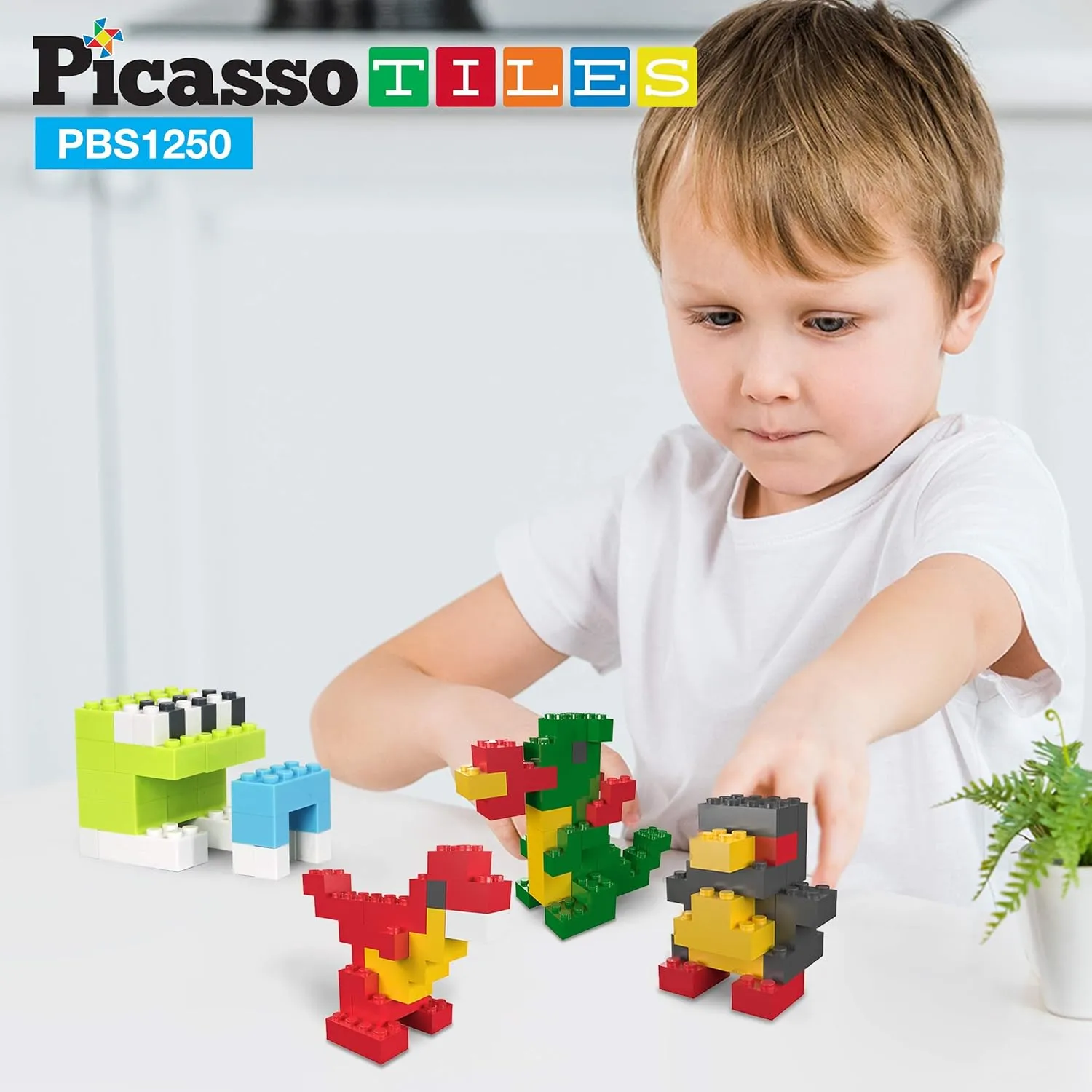 PicassoTiles 1250 PCs Educational Building Block Tiles Set Creative Shapes to Enhance Imaginative Play Unique Set to Characters and Numbers Learning STEM Toys Washable for Learning Education Ages 3 