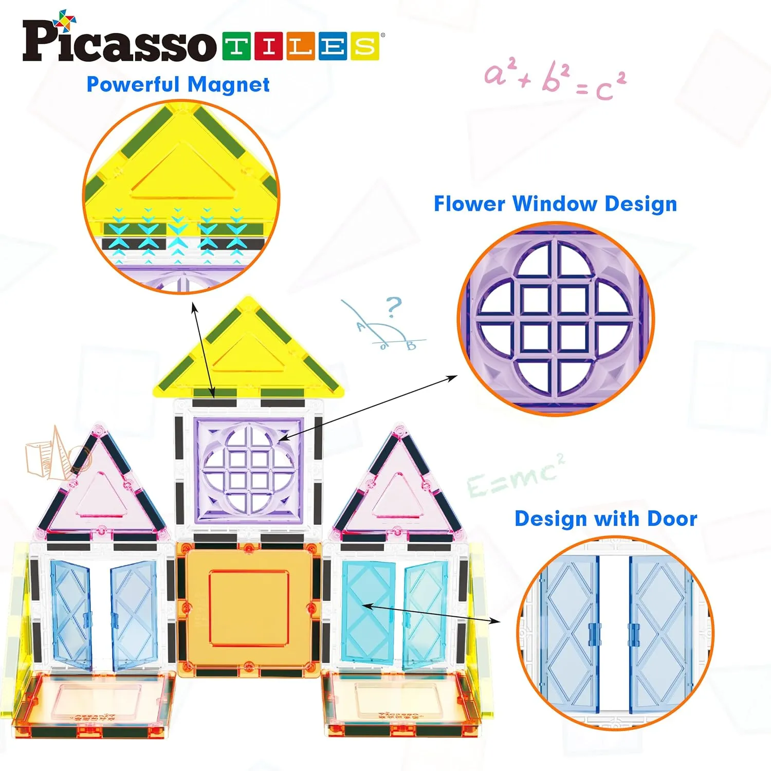PicassoTiles Magnetic Tiles Magnet Tile Building Blocks Construction Set with 110  Page IdeaBook Included STEM Learning Toys Toddlers Educational Fun Pretend Play Kids Boys Girls Sensory Toys Ages 3 