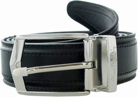 Pierre Cardin Black Stitch Detail Classic Buckle Ratchet Closure Adjustable Belt Adjustable Mens Belt-42 for Mens