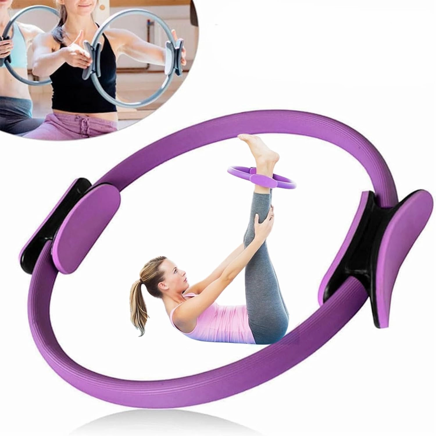Pilates Essentials Kit for Women, Home Pilates Kit with Yoga Ball 25cm Figure 8 Resistance Yoga Bands, Pilates Rings Booty Bands with for Home Use and Gym Workout