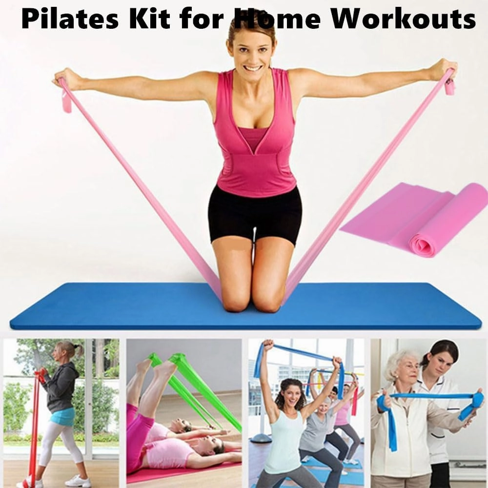 Pilates Essentials Kit for Women, Home Pilates Kit with Yoga Ball 25cm Figure 8 Resistance Yoga Bands, Pilates Rings Booty Bands with for Home Use and Gym Workout