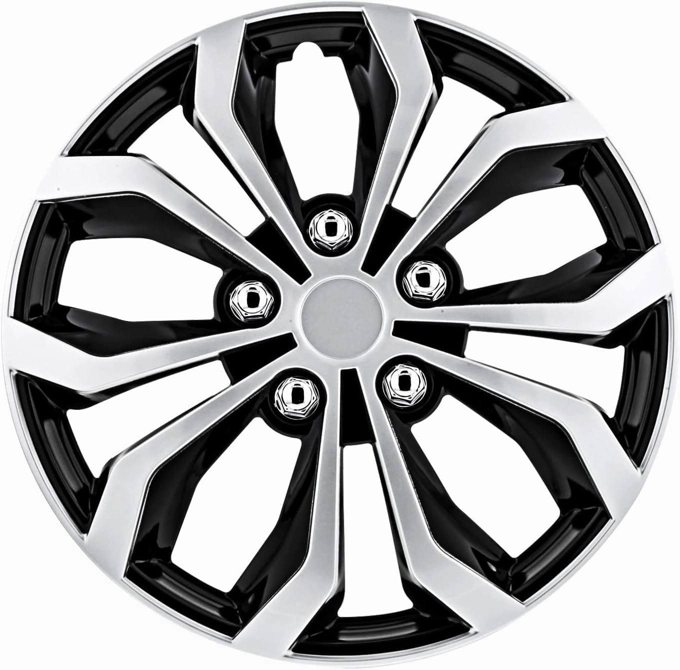 Pilot Automotive WH553-17S-BS 17 Inch Spyder Black & Silver Universal Hubcap Wheel Covers For Cars - Set Of 4 - Fits Most Cars
