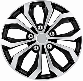 Pilot Automotive WH553-17S-BS 17 Inch Spyder Black & Silver Universal Hubcap Wheel Covers For Cars - Set Of 4 - Fits Most Cars