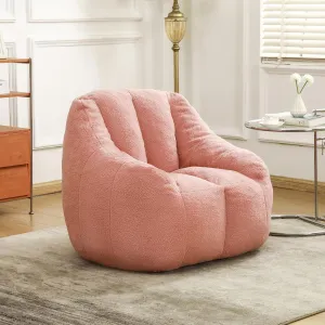 Pink Bean Bag Chair with Memory Foam Filler – Soft Tufted Fluffy Lazy Sofa for Dorm, Apartment, Living Room – Cozy Beanbag for Kids & Adults