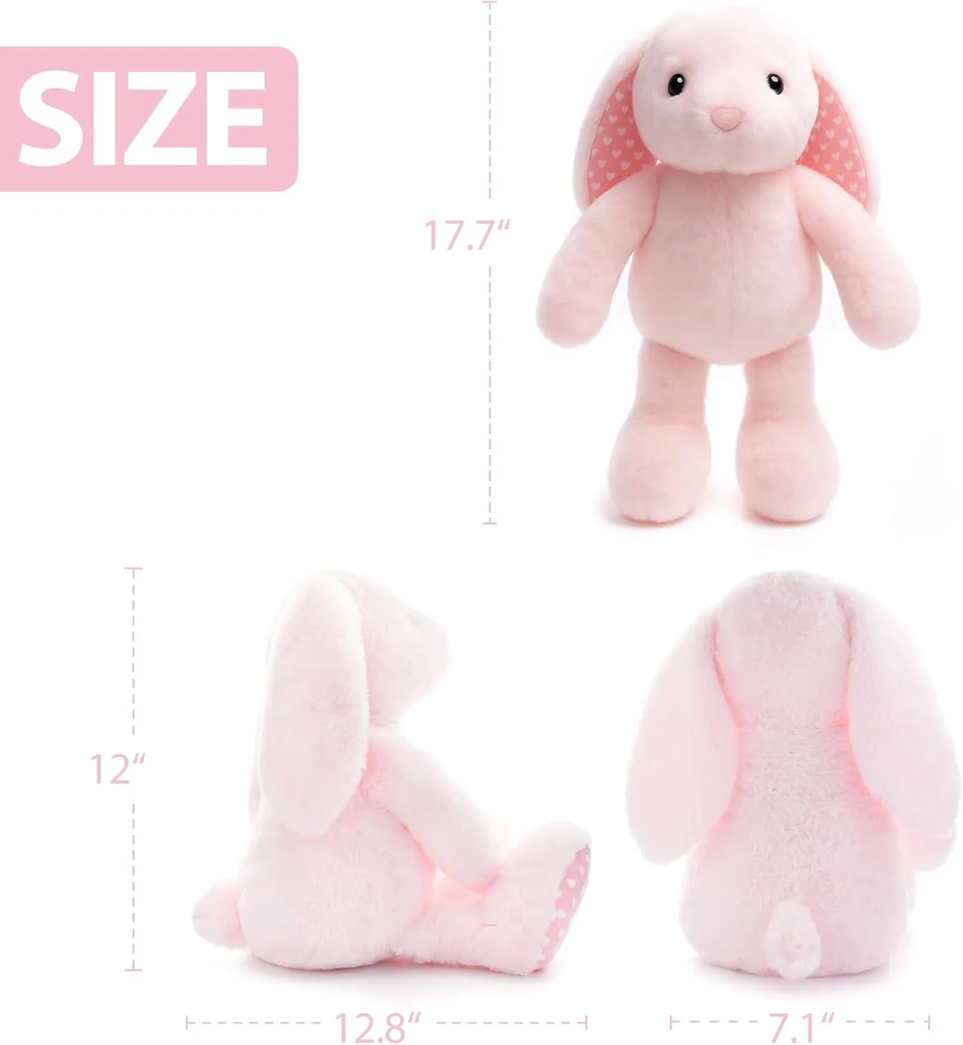 Pink Rabbit Bunny Stuffed Animal Plush Toy for Kids, Boys, Girls, Babies - Perfect Birthday, Easter, and Christmas Bedtime Gift