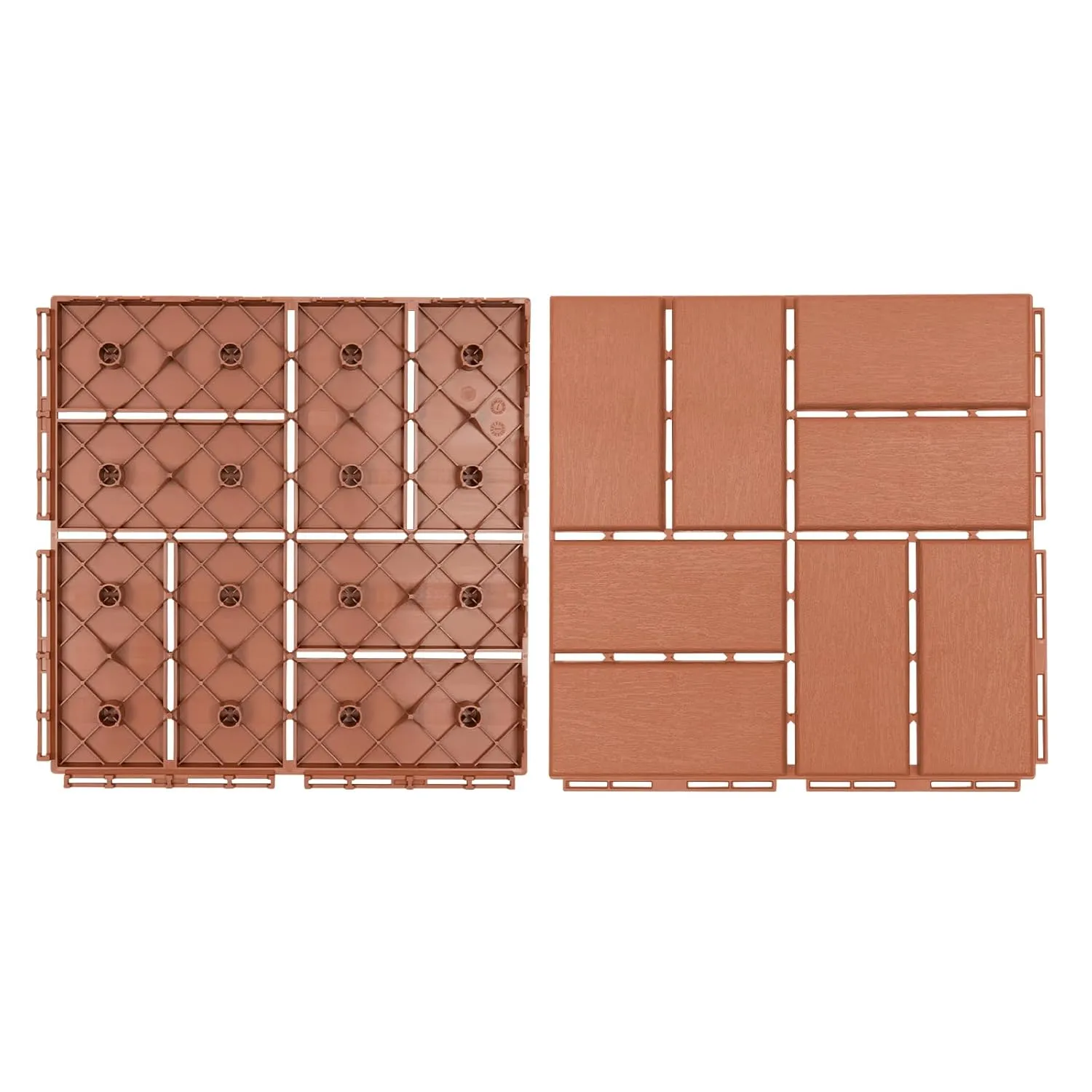 Plastic Interlocking Deck Tiles Outdoor All Weather,36Pcs Waterproof Patio Pavers Outdoor Use,12 * 12 in Hardwood Interlocking Patio Deck Tiles for Porch Poolside Garden Backyard, Brown