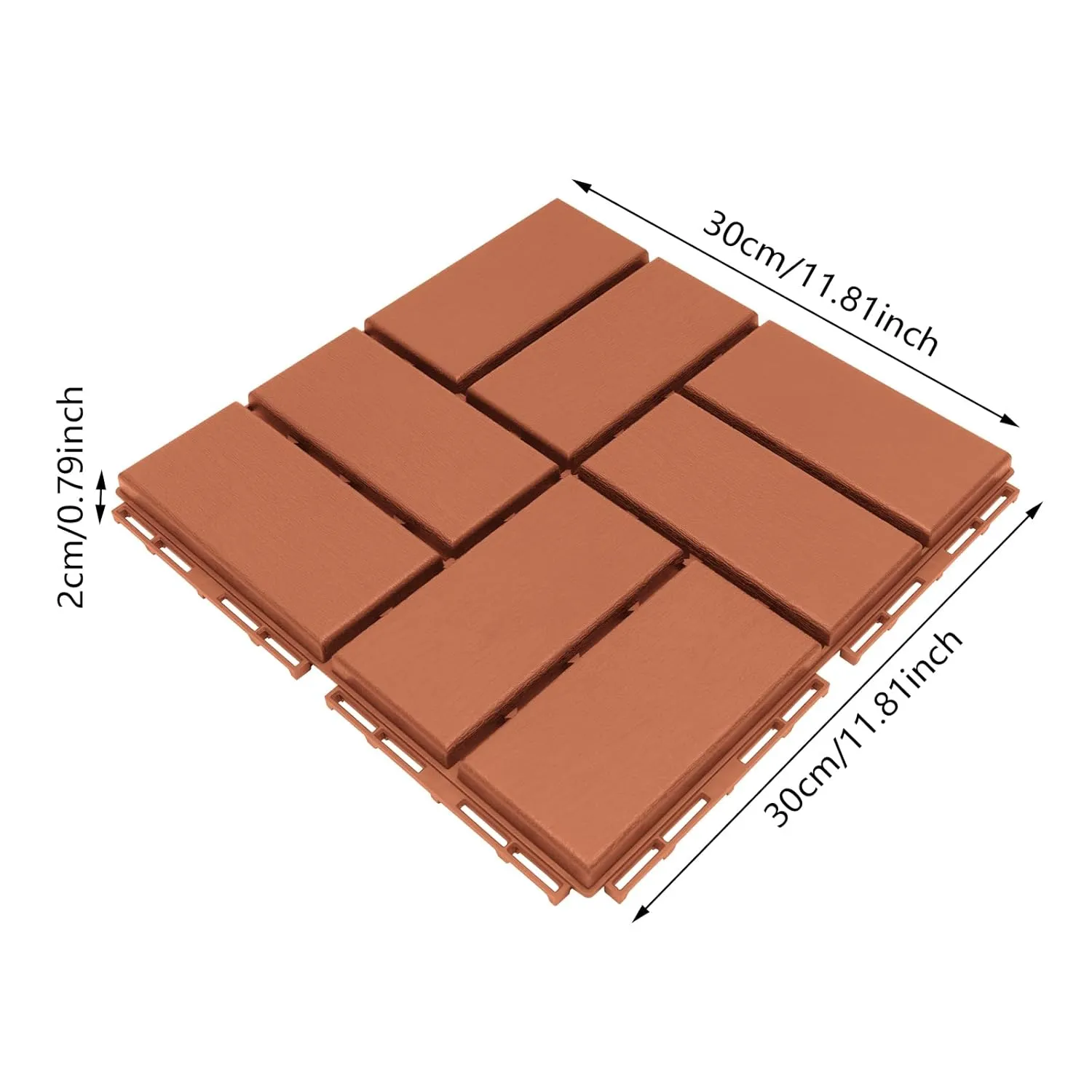 Plastic Interlocking Deck Tiles Outdoor All Weather,36Pcs Waterproof Patio Pavers Outdoor Use,12 * 12 in Hardwood Interlocking Patio Deck Tiles for Porch Poolside Garden Backyard, Brown