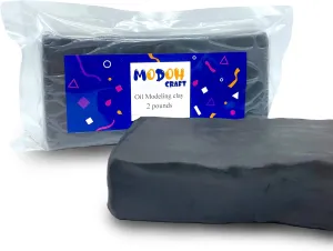 Plasticine Oil Based Modeling Clay, Non Hardening Reusable Clay, Non Toxic No Bake Professional Oil Base Sulfur Free Sculpting Clay (Gray, 2 Lbs)