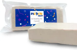 Plasticine Oil Based Modeling Clay, Non Hardening Reusable Clay, Non Toxic No Bake Professional Oil Base Sulfur Free Sculpting Clay (White)
