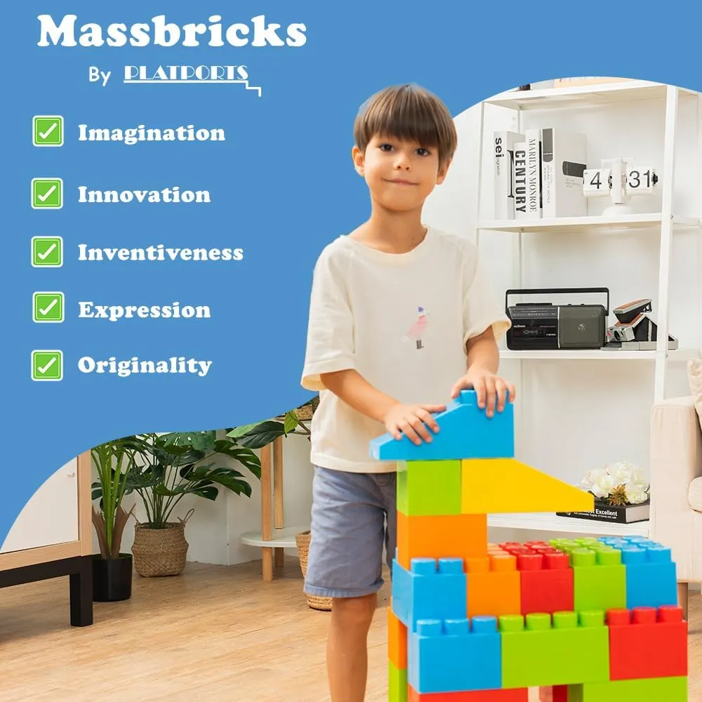 PLATPORTS Big Jumbo Blocks, Big Blocks, Large Building Blocks, Large Blocks, Giant Building Blocks, Jumbo Blocks, Big Blocks for Kids Ages 4-8