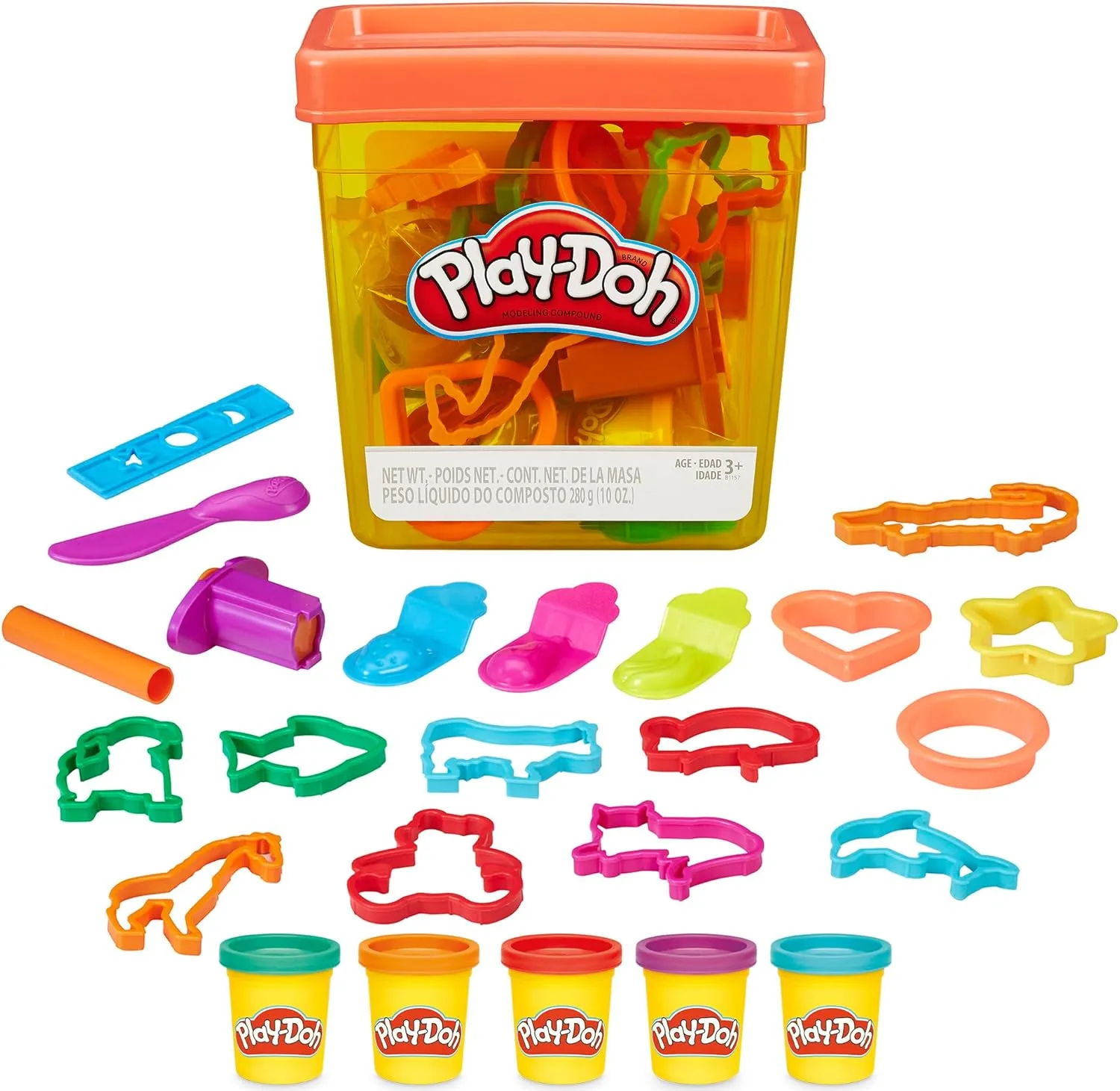 Play-Doh Fun Tub Set, 19 Accessories & Reusable Storage Container, Preschool Toys, Kids Arts & Crafts, Ages 3  (Amazon Exclusive)