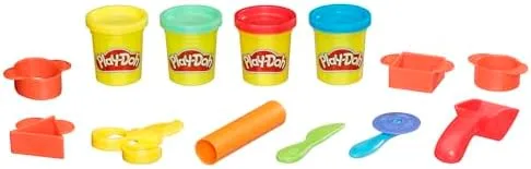 Play-Doh Starter Set 9-Piece Kit with Storage Tote & 4 Modeling Compound Cans, Arts and Crafts Toys for Kids 3 Years & Up, Preschool Toys