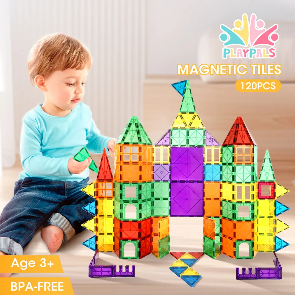 Playpals 120PCS Kids Magnetic Tiles Blocks Building Educational Toys Child Gift