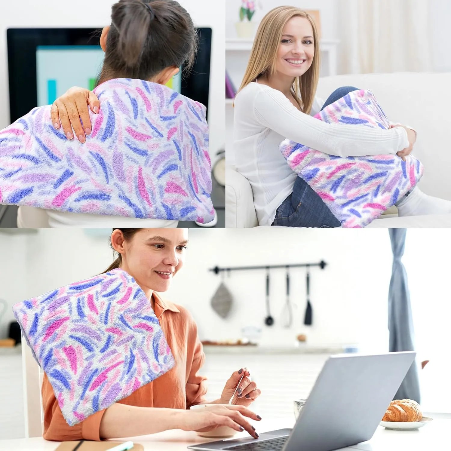 Plume Heating Pad for Back Pain Relief- 12" x 24"12 Heat Levels, 8 Timers Stay on, Holiday Gifts for Women, Machine Washable -FWF (Pink)