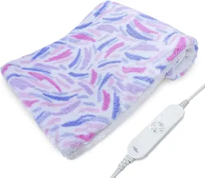 Plume Heating Pad for Back Pain Relief- 12" x 24"12 Heat Levels, 8 Timers Stay on, Holiday Gifts for Women, Machine Washable -FWF (Pink)