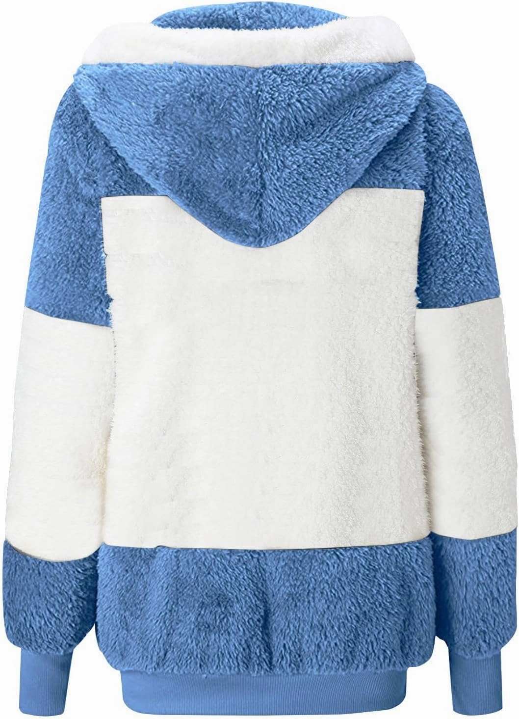 Plus Size Warm Winter Coats For Women 2024 Cute Hooded Sherpa Fleece Jacket Color Block Zip Up Fuzzy Fluffy Outwear