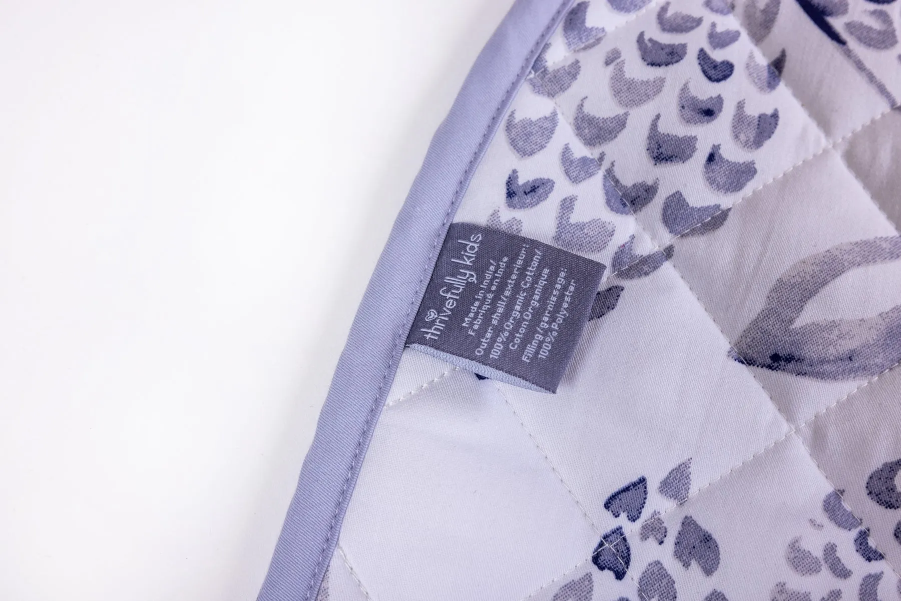 Plush Organic Cotton Playmat - Leaves / Blue Gray Chevron