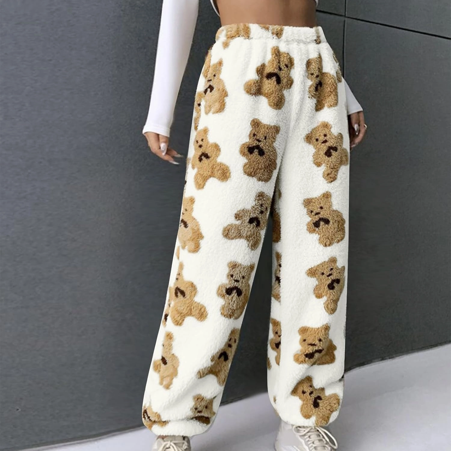 Plush Fleece Pajama Pants Women Fuzzy Soft Pjs Bottoms Pants Womens Winter Warm Fluffy Pj Pajama Pants