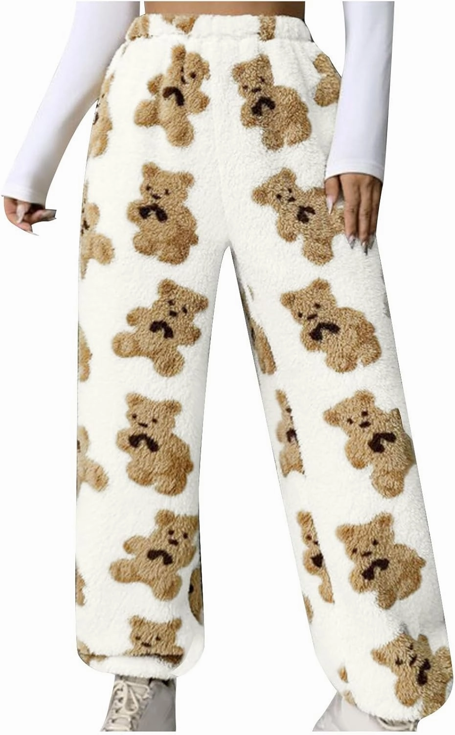 Plush Fleece Pajama Pants Women Fuzzy Soft Pjs Bottoms Pants Womens Winter Warm Fluffy Pj Pajama Pants