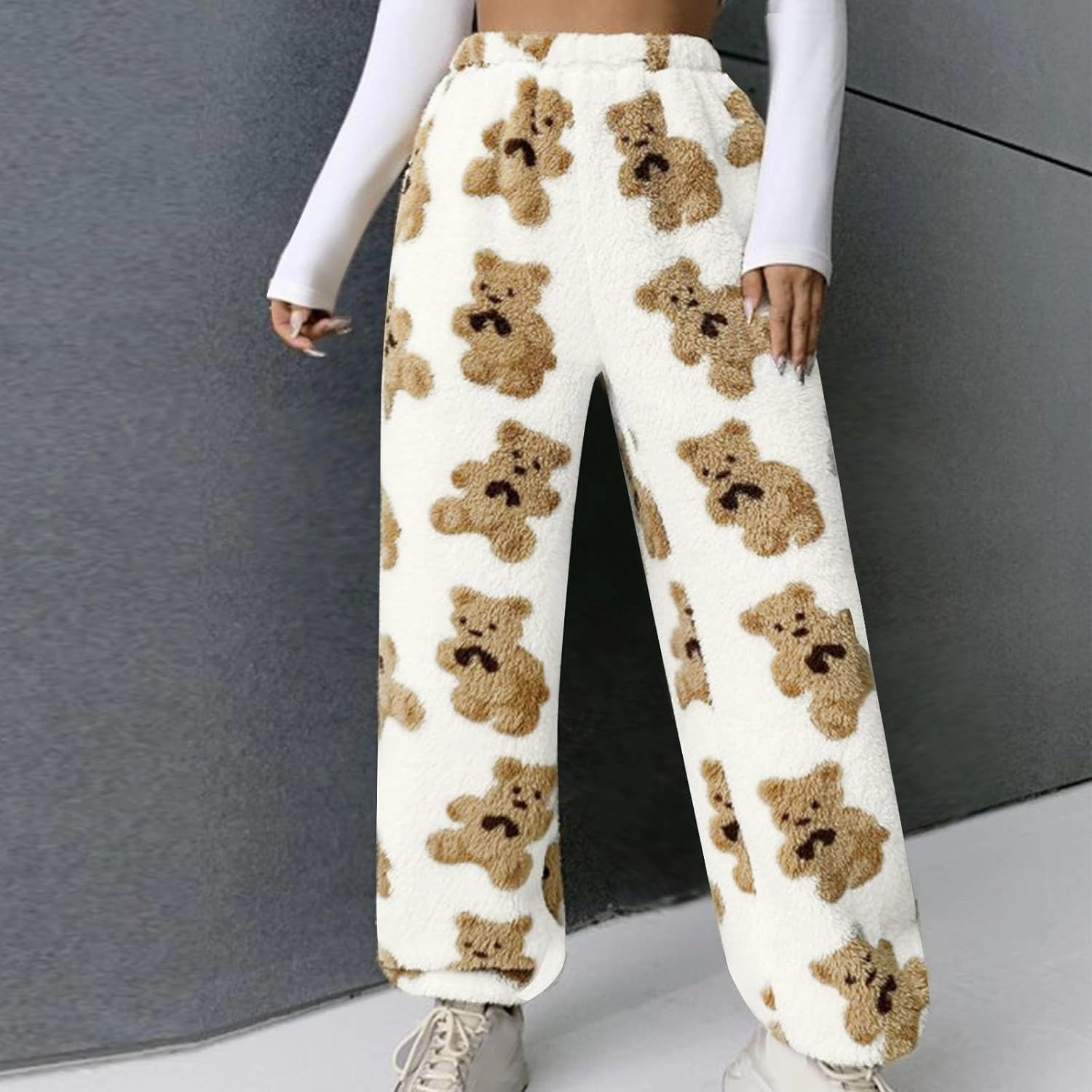 Plush Fleece Pajama Pants Women Fuzzy Soft Pjs Bottoms Pants Womens Winter Warm Fluffy Pj Pajama Pants