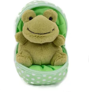 Plushland Plush Stuffed Animal 6 Inches Surprise Zip Up Egg Hideaway Spring Inspired Gift for Girls and Boys Birthday Mother's Day (Frog)