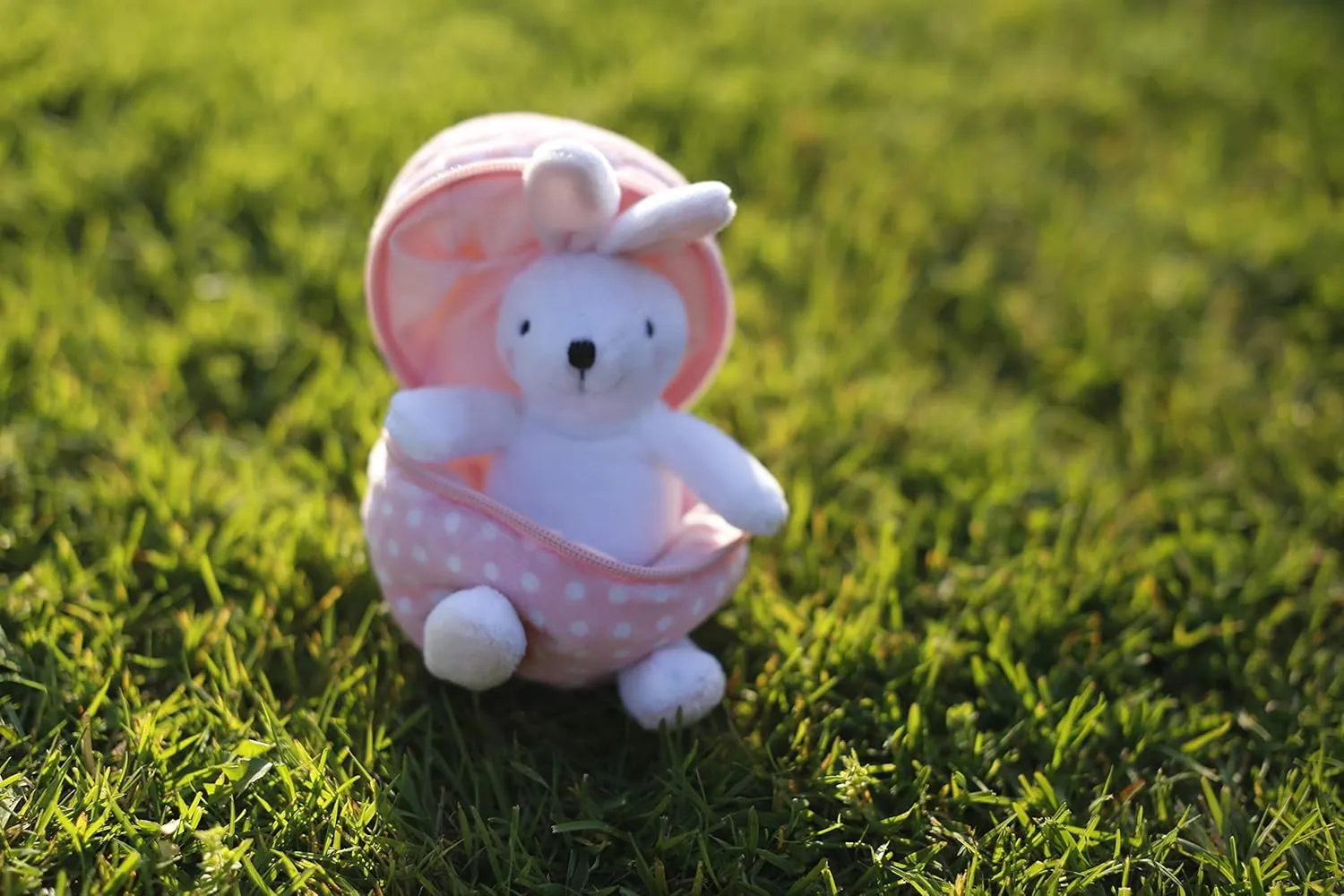 Plushland Plush Stuffed Animal 6 Inches Zip Up Egg Hideaway | Cute, Pink Pastel and Polka Dot Easter Colors | Spring Inspired Gift for Girls and Boys Birthday Mother's Day (Easter Bunny)