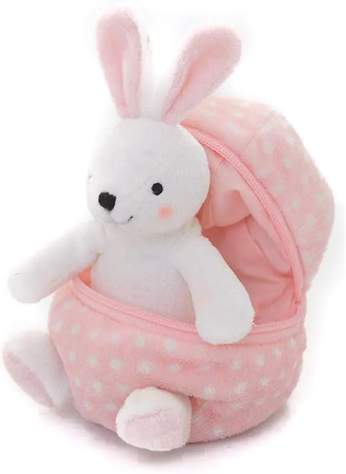 Plushland Plush Stuffed Animal 6 Inches Zip Up Egg Hideaway | Cute, Pink Pastel and Polka Dot Easter Colors | Spring Inspired Gift for Girls and Boys Birthday Mother's Day (Easter Bunny)
