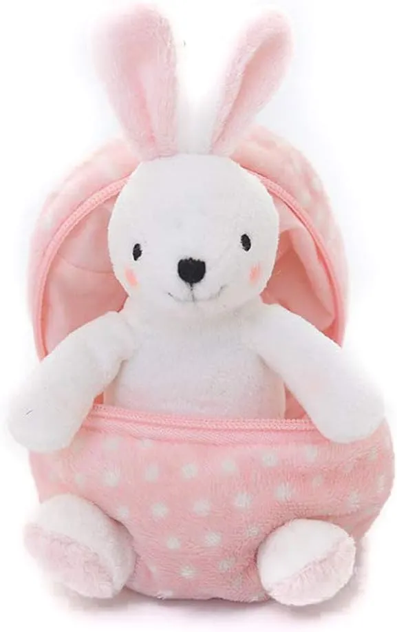 Plushland Plush Stuffed Animal 6 Inches Zip Up Egg Hideaway | Cute, Pink Pastel and Polka Dot Easter Colors | Spring Inspired Gift for Girls and Boys Birthday Mother's Day (Easter Bunny)