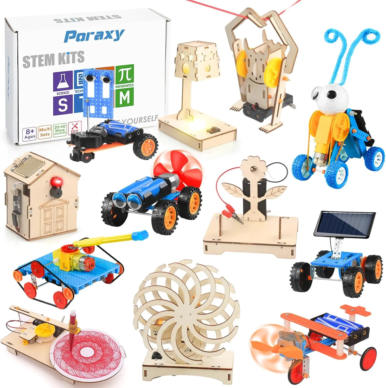 Poraxy 12 in 1 Robot Building Kit for Kids 6-12 6-8 5-7, STEM Kits for Kids Ages 8-12, Engineering Building Toys Birthday Gifts 7 8 9 10 11 12 13 Yr Old Boys Girls Experiments Xmas 3D Puzzles