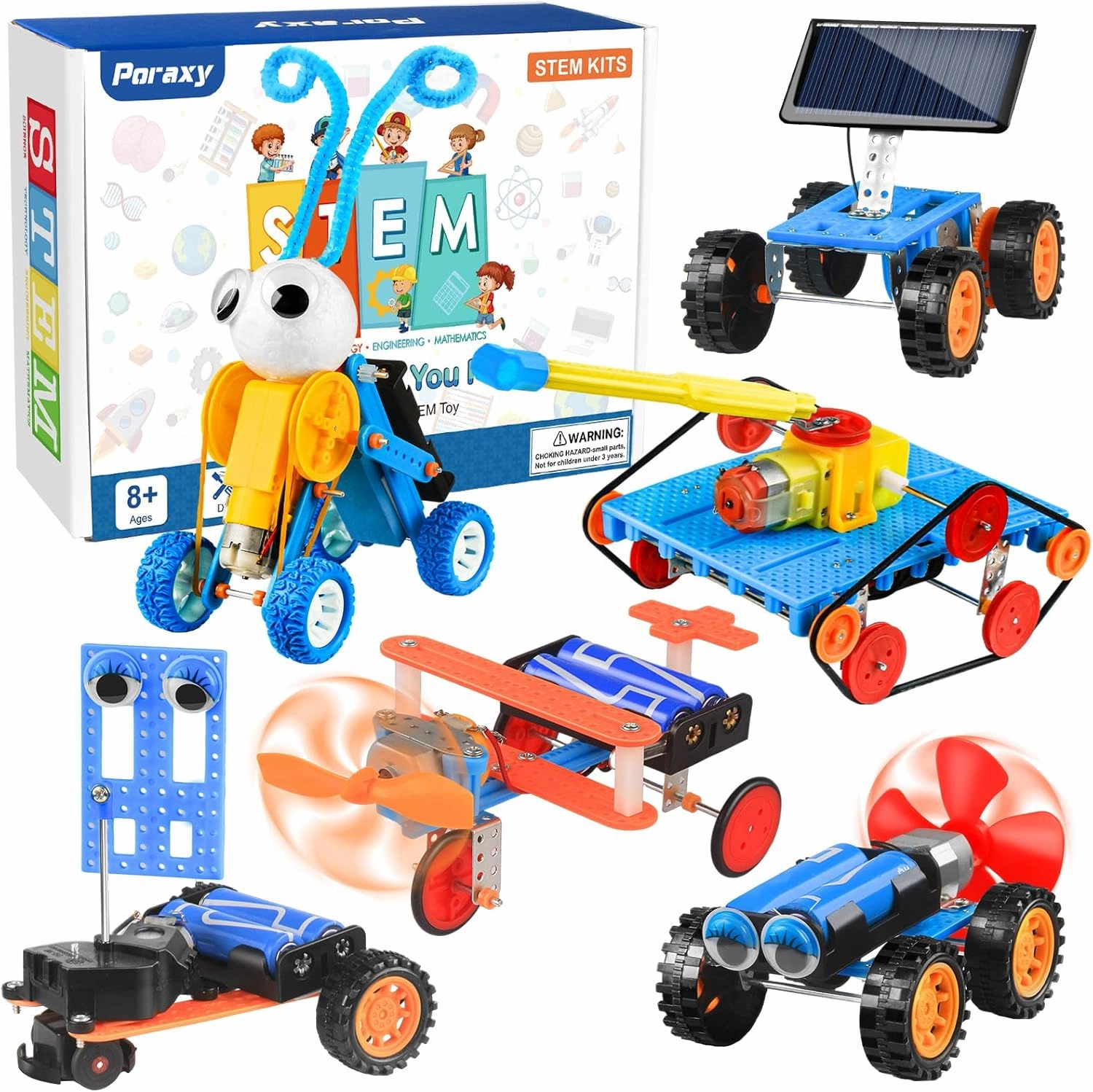 Poraxy STEM Kits for Kids Age 5-7 8-10, 6 Set Robot Building Toys for Ages 8-13, Science Activities Engineering Crafts Projects 6-8 8-12, Birthday Gifts for Boys Girls 6 7 8 9 10 11 12 13 Year Old