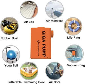 Portable Air Pump for Inflatables, Mini Air Pump Inflator USB Rechargeable, Waterproof DC Pump for Air Floats Mattress Balloon Swimming Rings Kid Toys Inflation-Deflation, 4 Nozzles