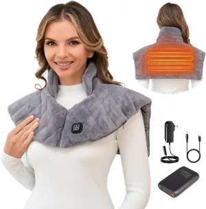 Portable Heating Pad for Neck and Shoulders and Back Pain Relief, HOTHUGZ Fathers Days Dad Gifts, Anniversary and Birthday Gifts for Mom, Women and Men, Cordless Rechargeable Neck Warmer for Wife