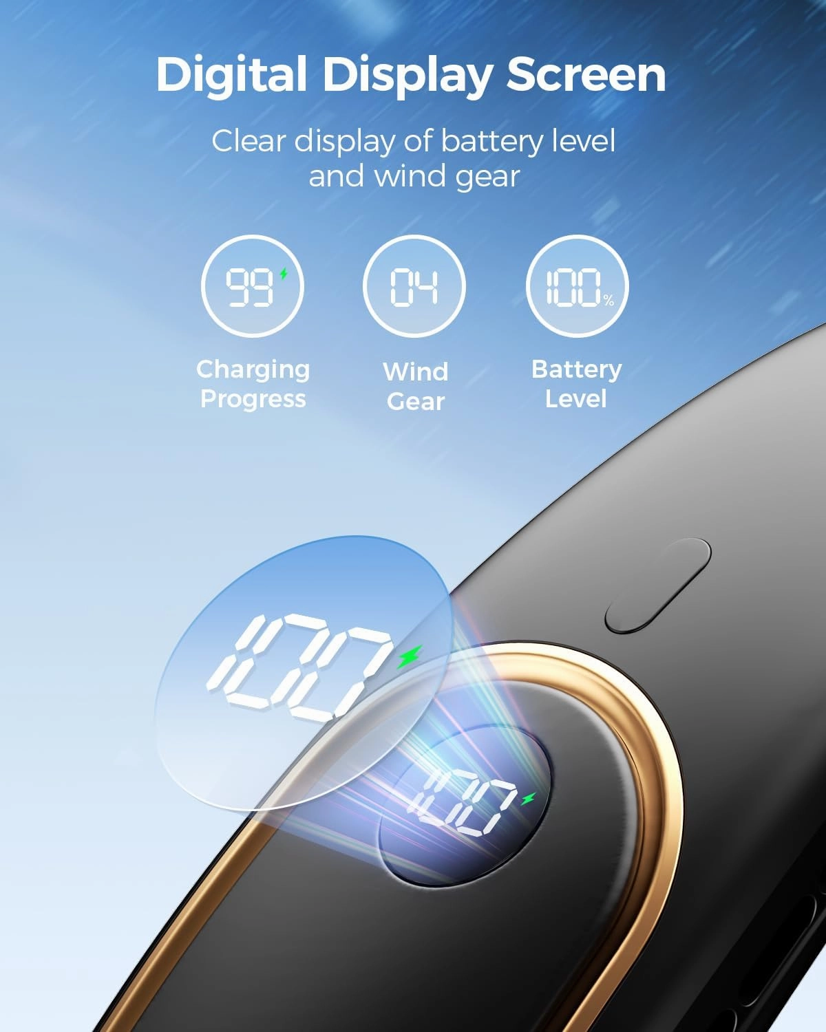 Portable Neck Fan - Hands Free Personal Fan, Rechargeable Bladeless Fan with 5000mAh-Battery, Digital Display, 4 Speeds, Birthday Gifts for Men, Women, Mom, and Dad - Black