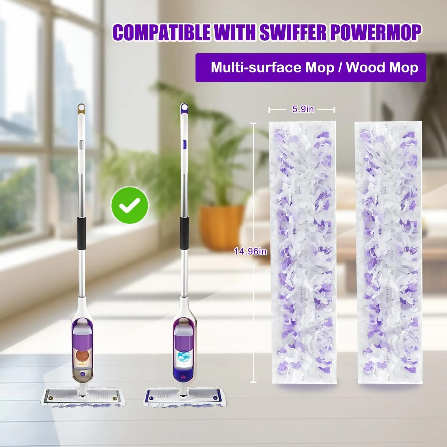 Power Mop Pads Refills for Swiffer PowerMop Multi-Surface Mopping Pad Disposable Replacement Mop Refill Pads Compatible with Swiffer PowerMop,Safe on All Finished Floors 20 Count.
