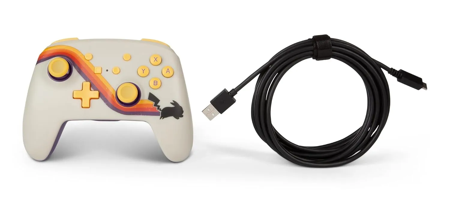 PowerA Enhanced Wireless Controller for Nintendo Switch Pokemon Pikachu Retro - White