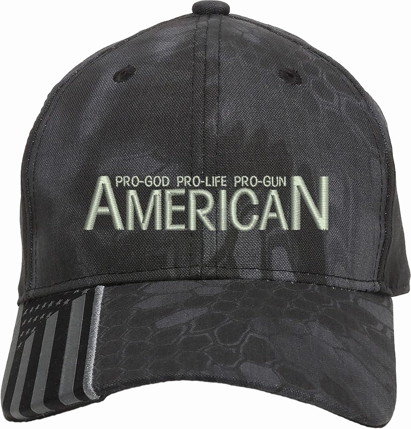 Pro-God Pro-Life Pro-Gun 1Color Embroidered Structured Adjustable One Size Fits All US Flag on Bill Hat