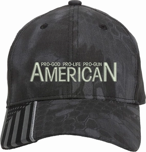 Pro-God Pro-Life Pro-Gun 1Color Embroidered Structured Adjustable One Size Fits All US Flag on Bill Hat