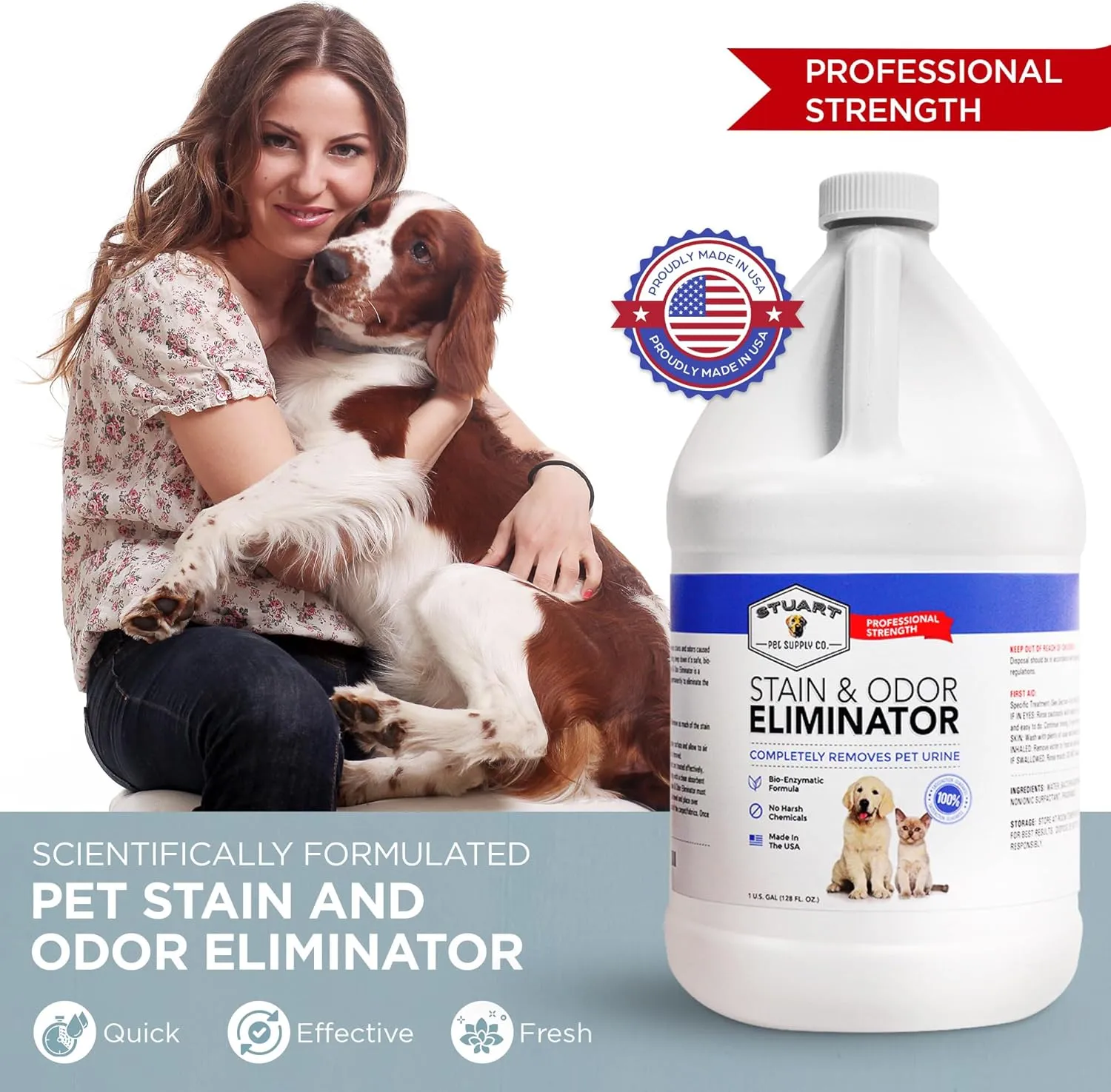 Professional Strength Pet Odor Eliminator | Urine Odor Remover | Pet Urine Enzyme Cleaner | Pet Stain and Odor Remover | Enzymatic Cleaner for Dog Urine and Cat Urine