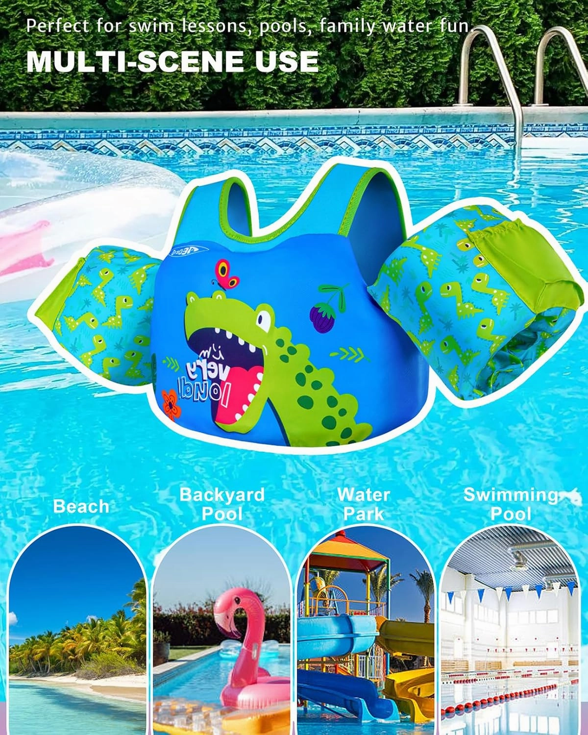 Puddle Float Jumper 20-30-50-60-70 Pounds, Toddler Swim Vest for 1-3-5-6-9 Years Old, Pool Floats with Swimming Arm Floaties Swim Jacket & Water Wings for Kids Swimmies, Boys, Girls, niños