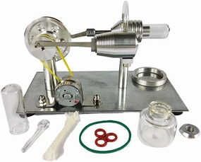 Qing Shuang Stirling Engine steam Engine Physics Experiment Popular Science Invention Toy Model Motor Model Educational Toy Generator Colorful LED, Silver, LxWxH 6.45×3.3×3.8