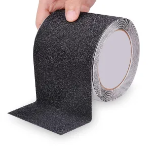 Qingluan Anti Slip Tape, Heavy Duty Grip Tape Outdoor Waterproof, High Adhesive Traction Safety Tape for Stairs, Tread Steps, Ramps, Skateboards (Black, 4 Inch x 60Foot)