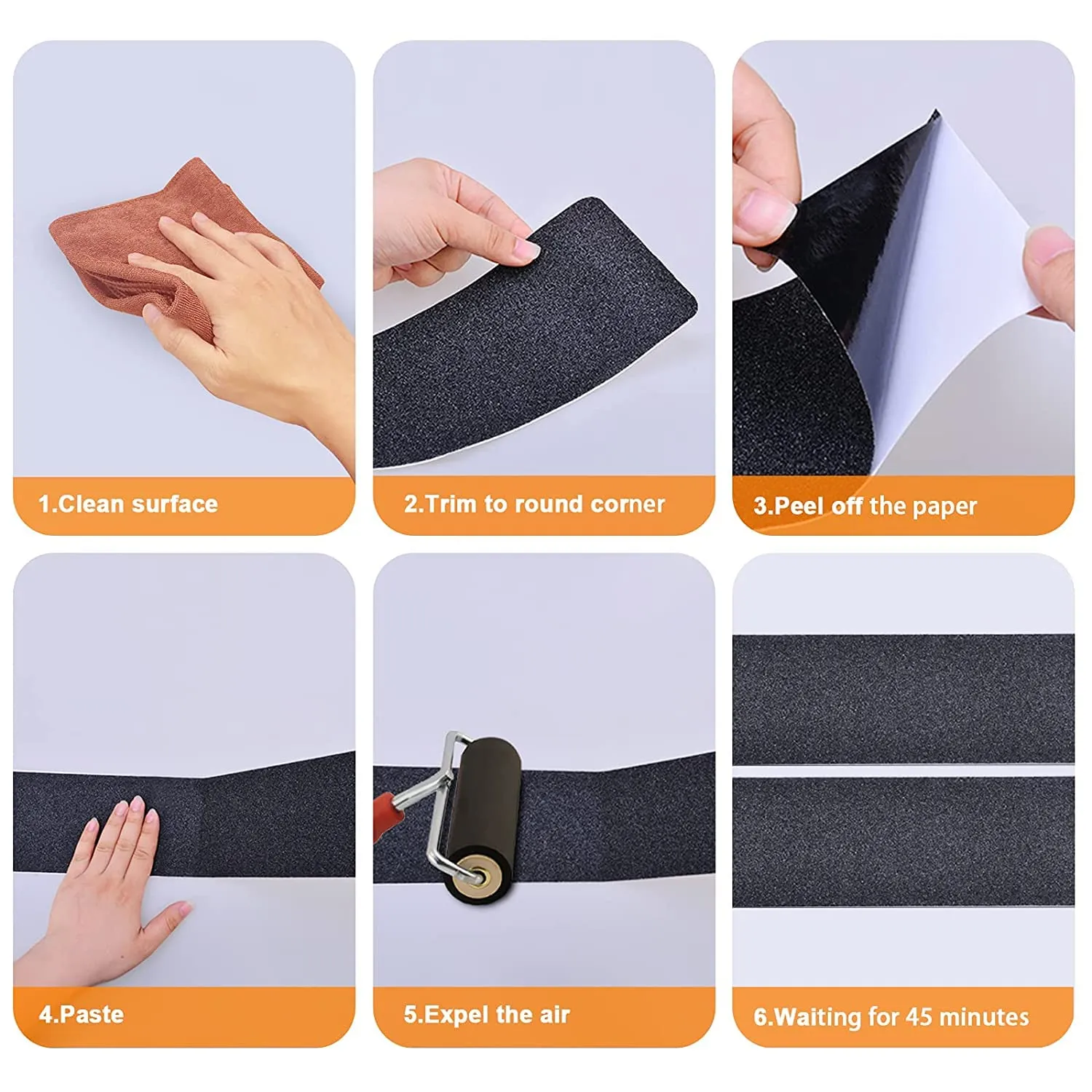 Qingluan Anti Slip Tape, Heavy Duty Grip Tape Outdoor Waterproof, High Adhesive Traction Safety Tape for Stairs, Tread Steps, Ramps, Skateboards (Black, 4 Inch x 60Foot)