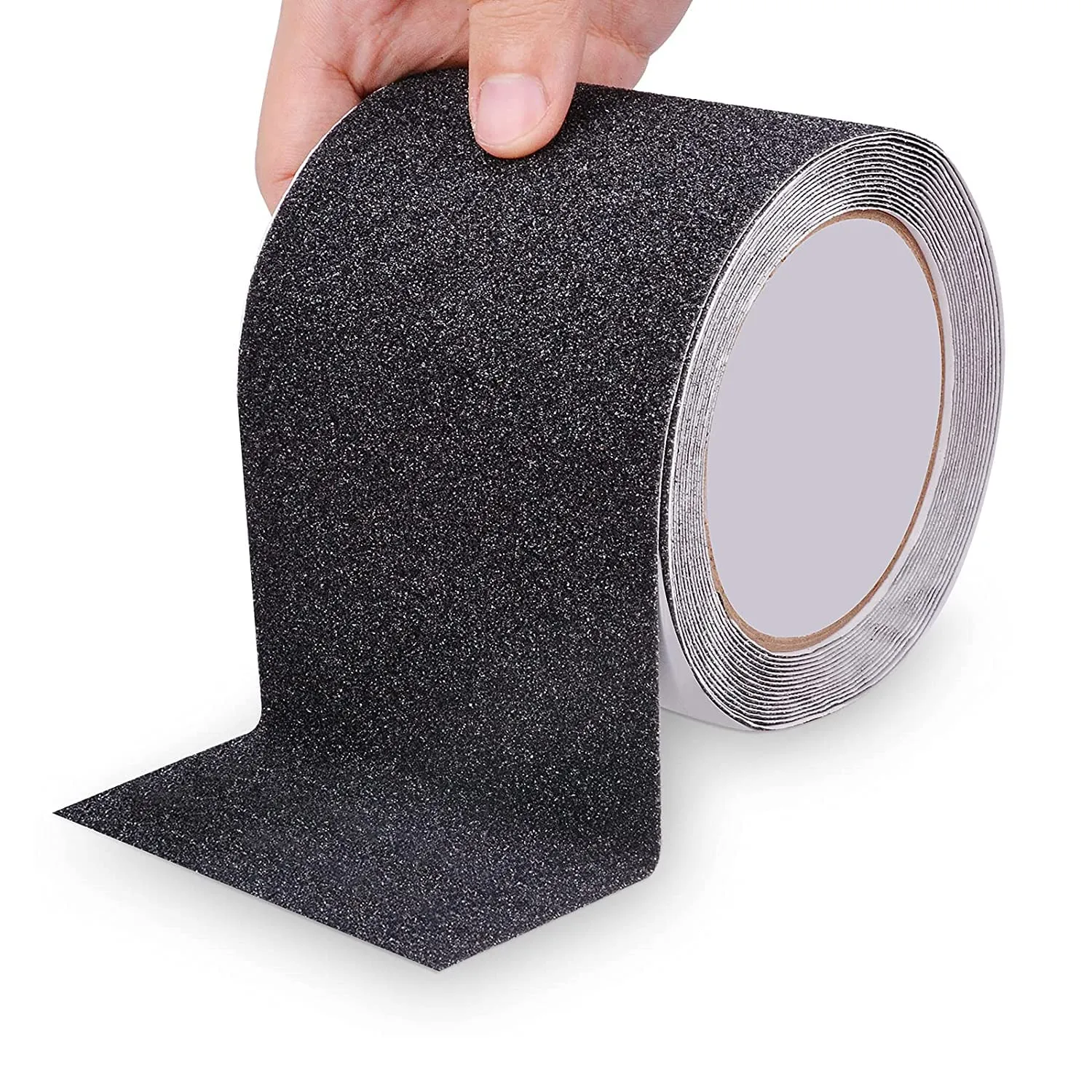Qingluan Anti Slip Tape, Heavy Duty Grip Tape Outdoor Waterproof, High Adhesive Traction Safety Tape for Stairs, Tread Steps, Ramps, Skateboards (Black, 4 Inch x 60Foot)