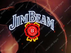 Queen Sense 24"x18" Jim Beams Whiskey LED Sign Light Neon Signs Lights Wall Party Decor Lamp With Dimmer A124JBWL-XLED