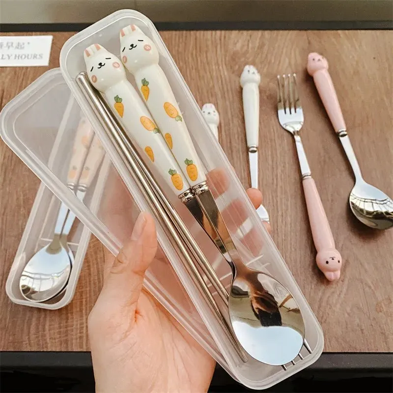 Rabbit Cartoon Stainless Steel Cutlery Set