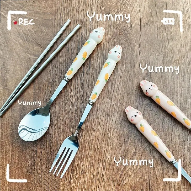 Rabbit Cartoon Stainless Steel Cutlery Set
