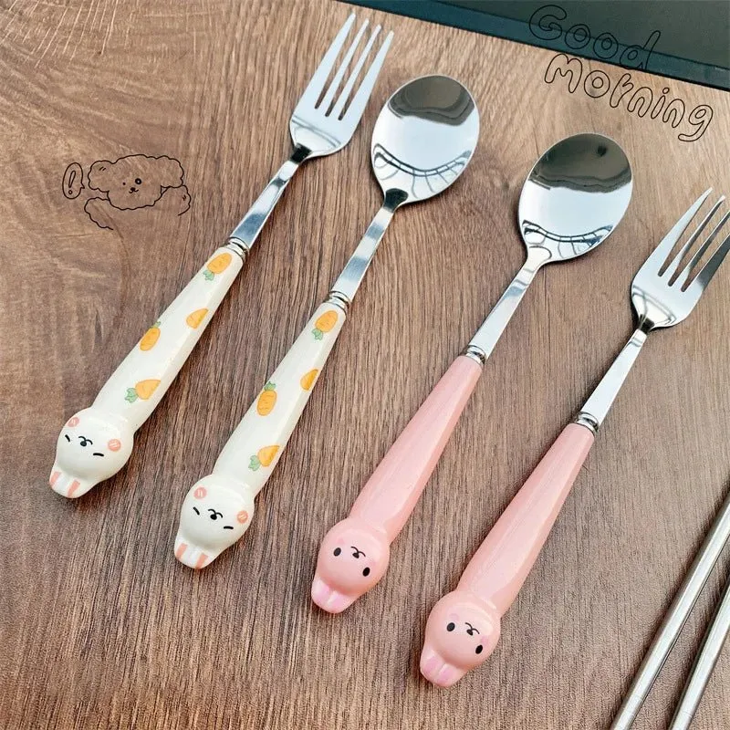 Rabbit Cartoon Stainless Steel Cutlery Set